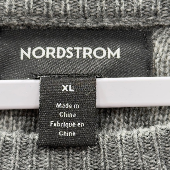 NORDSTROM Sweater Size XL Gray Tonal Fair Isle Merino Wool Alpaca Blend Crewneck - Picture 7 of 10